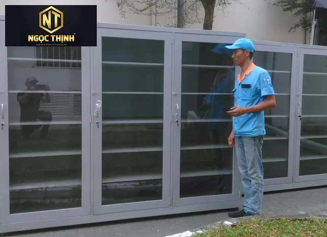 Tủ đặt phi tiêu chuẩn 3 cánh kính 3 khoang